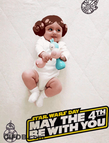 Baby Lying On Blanket With Star Wars Sign GIF