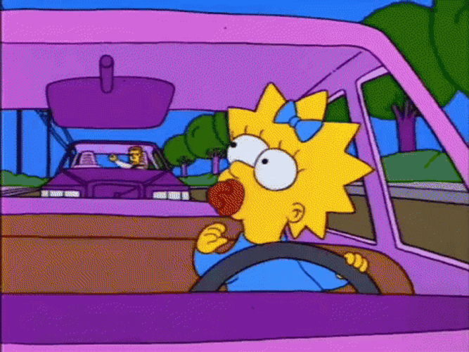 Baby Maggie Simpson Driving GIF