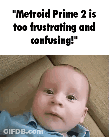 Baby On Couch Saying Metroid Prime 2 Is Too Frustrating And Confusing GIF