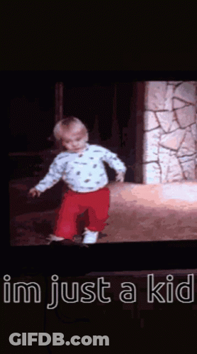 Baby On TV Screen Saying I'm Just A Kid GIF