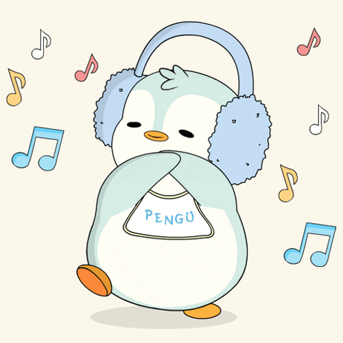 Baby Penguin Hands Clap Headphones GIF