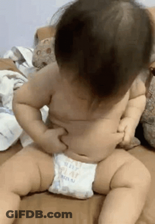 Baby Pinching Tummy GIF
