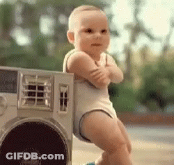 Baby Playing Drums With Man Behind GIF