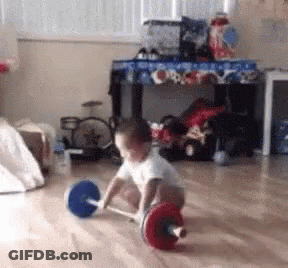 Baby Playing With Barbell GIF
