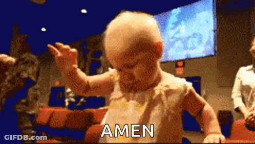 Baby Praying In Church With Amen GIF