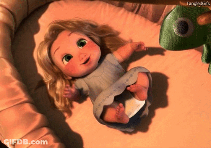 Baby Rapunzel In Cot GIF