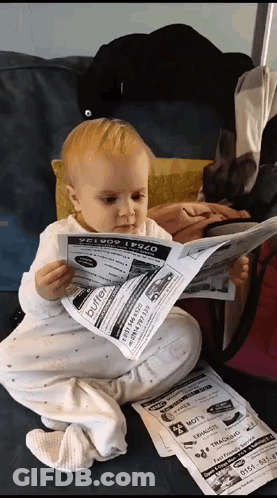Baby Reading Buffet Newspaper GIF