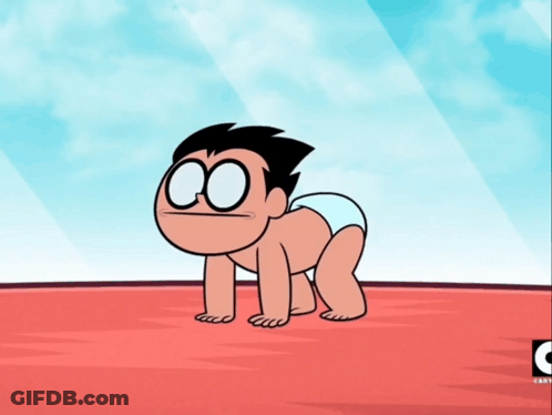 Baby Robin From Teen Titans Go Crawling GIF