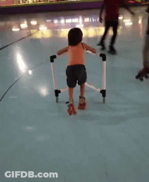 Baby Roller Skating With Support GIF