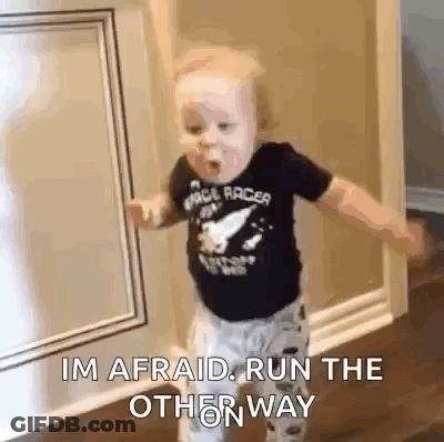 Baby Running In Hallway Im Afraid Run The Other Way GIF