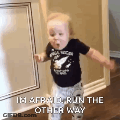 Baby Running In Hallway Saying Im Afraid Run The Other Way GIF