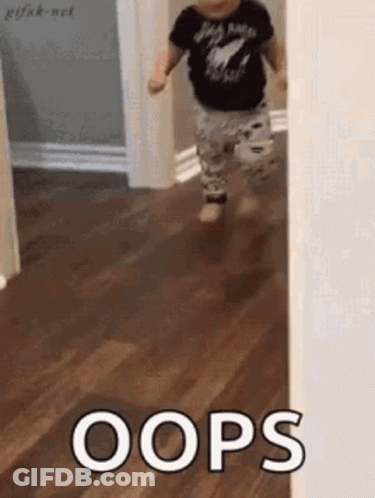 Baby Running In Hallway With Oops GIF