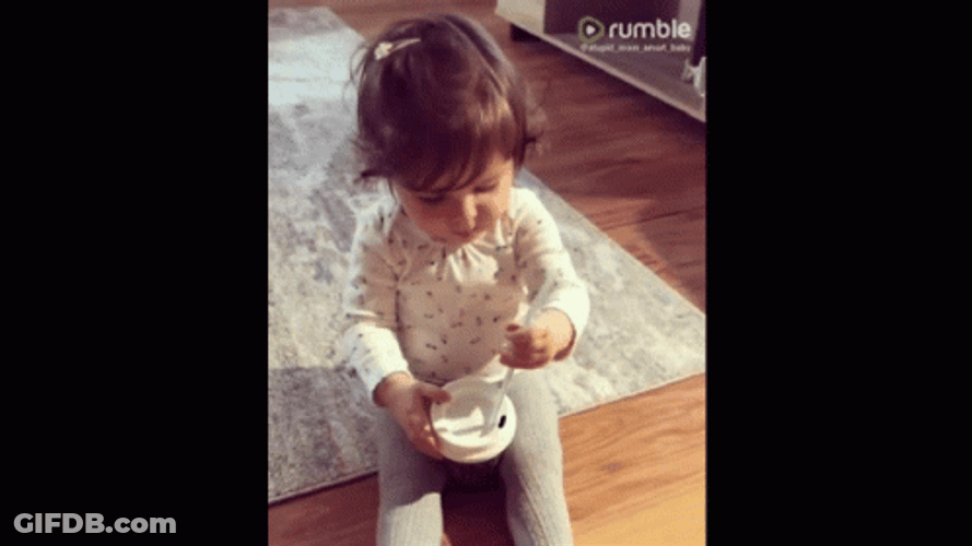 Baby's Frustration With A Straw GIF