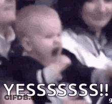 Baby Screaming In Crowd At Stadium GIF