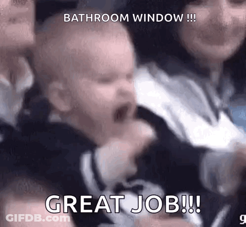 Baby Screaming In Crowd Bathroom Window Great Job GIF
