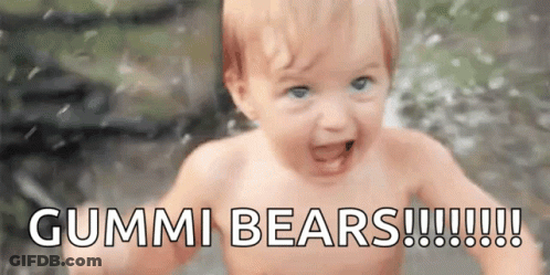 Baby Shirtless In Water Saying Gummi Bears GIF