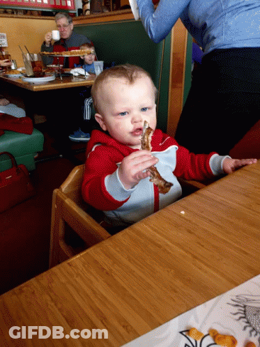 Baby Sitting At Table With Food GIF