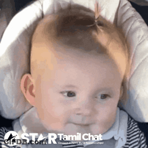 Baby Sitting In Car Seat With Star Tamil Chat Logo GIF