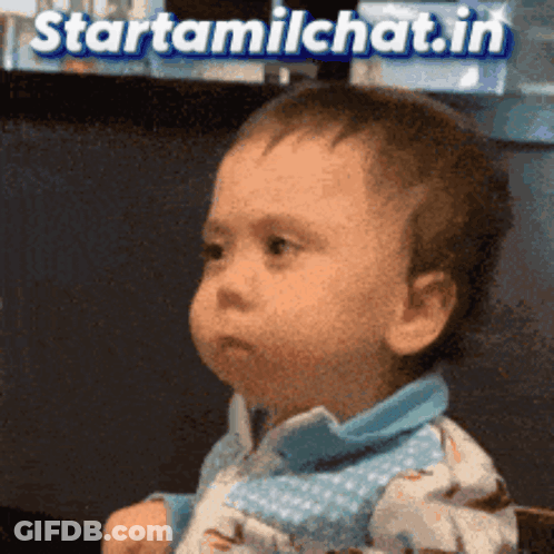 Baby Sitting In Front Of Startamilchat.in Sign GIF