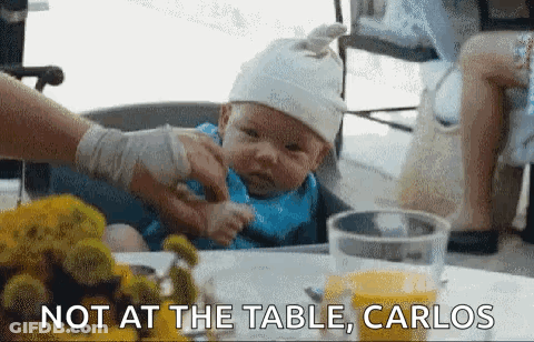 Baby Sitting In High Chair Being Fed GIF