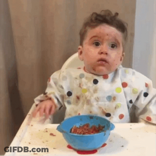 Baby Sitting In High Chair With Food GIF