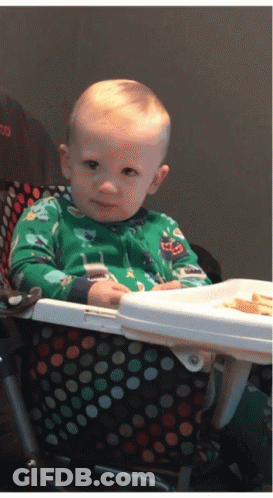 Baby Sitting In High Chair With Food Tray GIF