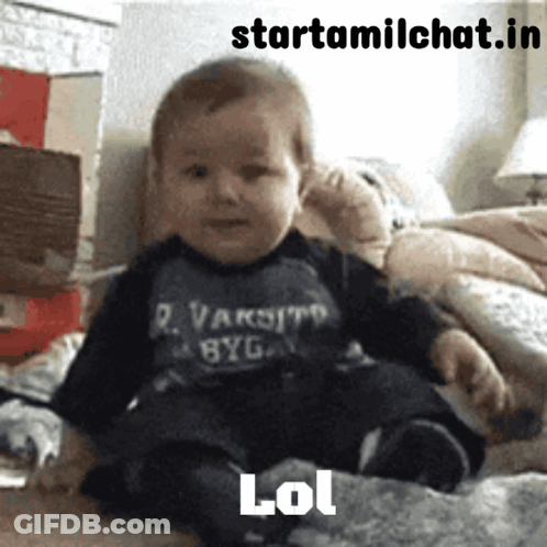 Baby Sitting In Varsity Shirt GIF