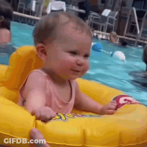 Baby Sitting In Yellow Raft GIF