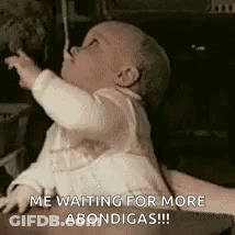 Baby Sitting On Chair With Spoon Says More Abondidas GIF