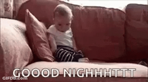 Baby Sitting On Couch Good Night GIF