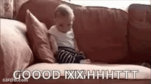 Baby Sitting On Couch Saying Good Iixhhhhtt GIF