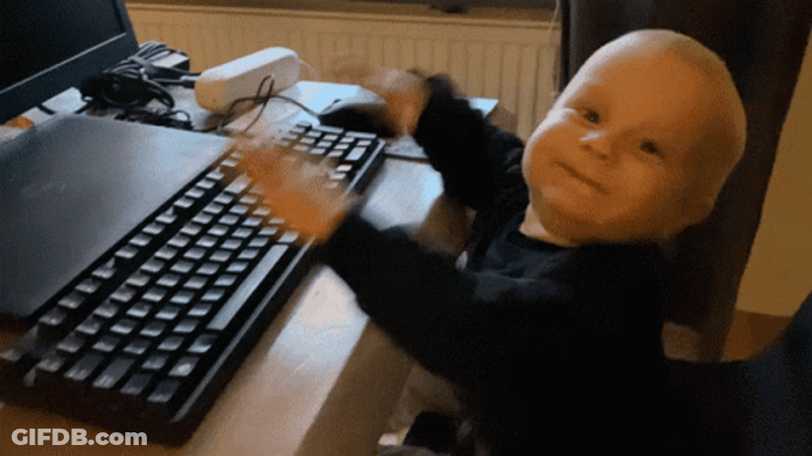 Baby Slamming Keyboard GIF