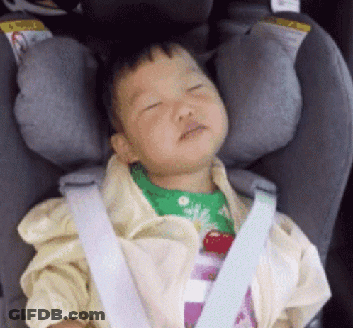 Baby Sleeping In Car Seat With Seat Belt Around Neck GIF