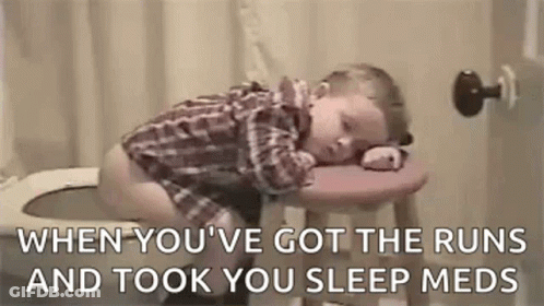 Baby Sleeping On Stool On Toilet GIF