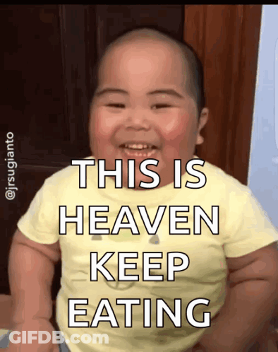 Baby Smiling This Is Heaven Keep Eating GIF