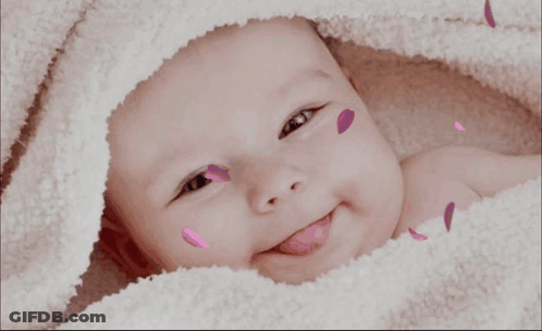 Baby Smiling With Petals Günaydın GIF