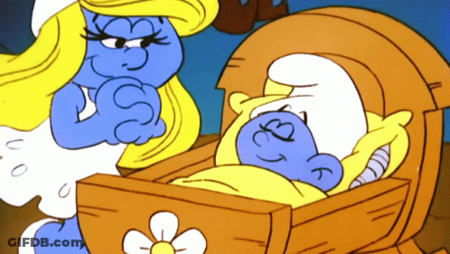 Baby Smurf In Crib GIF