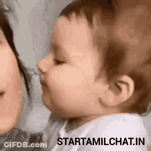 Baby Sniffing Woman's Nose StartTamilChat GIF