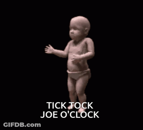 Baby Statue Dancing Tick Tock Joe O'Clock GIF