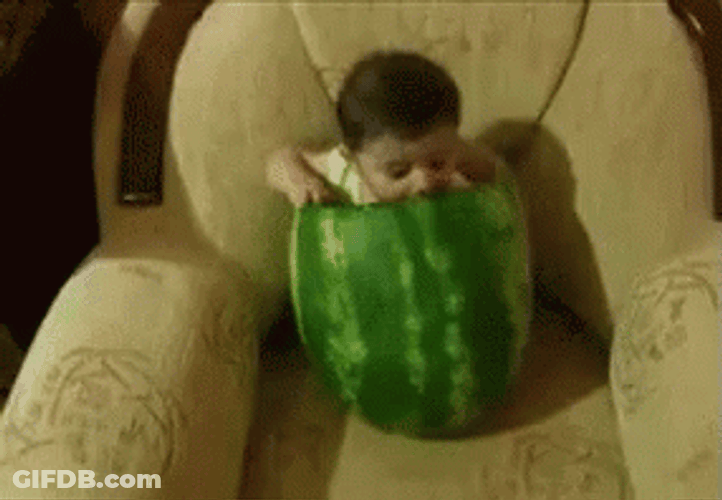 Baby Stuck In Watermelon GIF