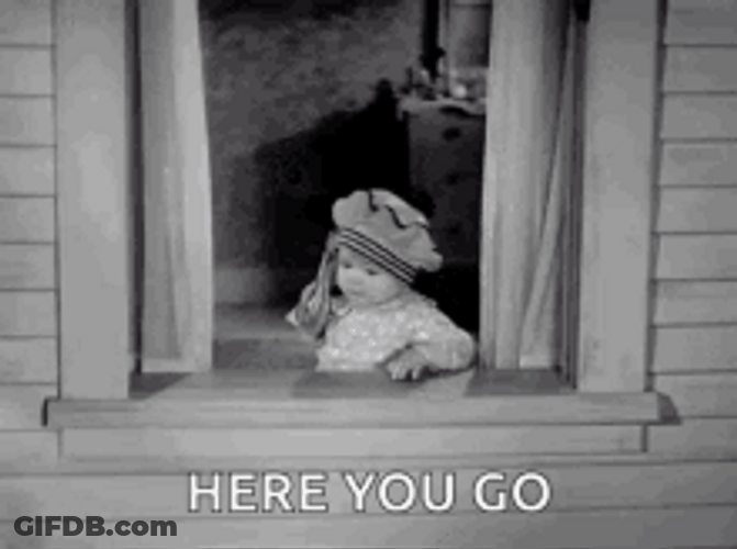 Baby Throwing Money Bags Out Window GIF