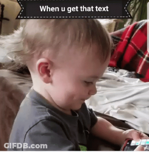 Baby Using Phone When U Get That Text GIF
