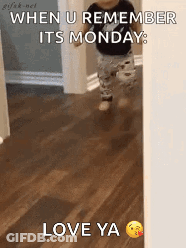 Baby Walking When Remembering It's Monday Love Ya GIF