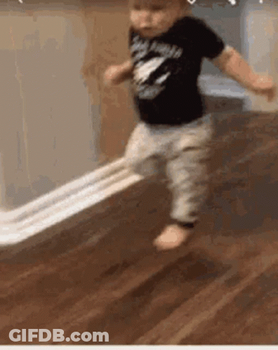 Baby Walking With Toilet Paper Roll GIF