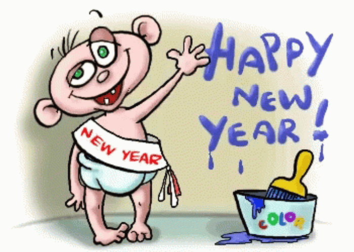 Baby Waving Happy New Year Animated GIF