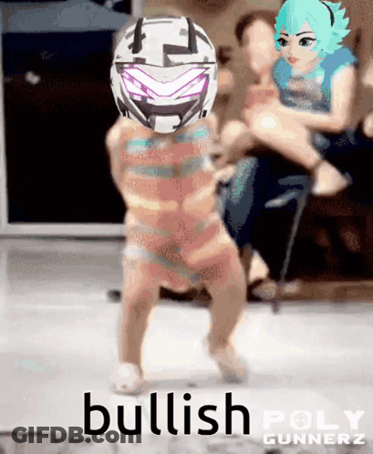 Baby Wearing Bullish Helmet GIF
