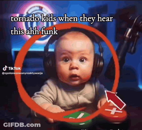 Baby Wearing Headphones Tornado Kids GIF