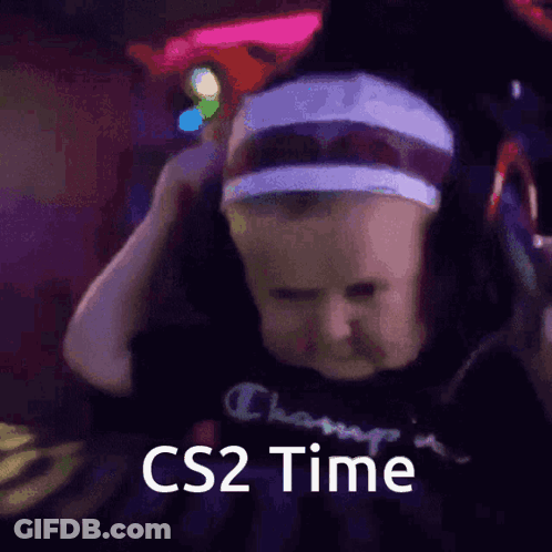Baby Wearing Headphones With CS2 Time GIF