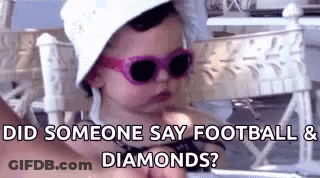 Baby Wearing Sunglasses And Hat Saying Did Someone Say Football And Diamonds GIF