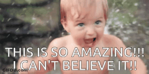 Baby With Caption This Is So Amazing I Can't Believe It GIF